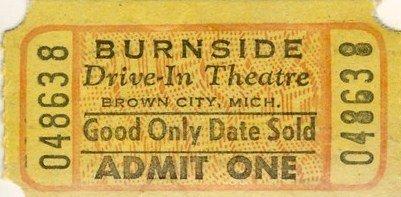 Burnside Drive-In Theatre - 1950S TICKET STUB FROM PAUL